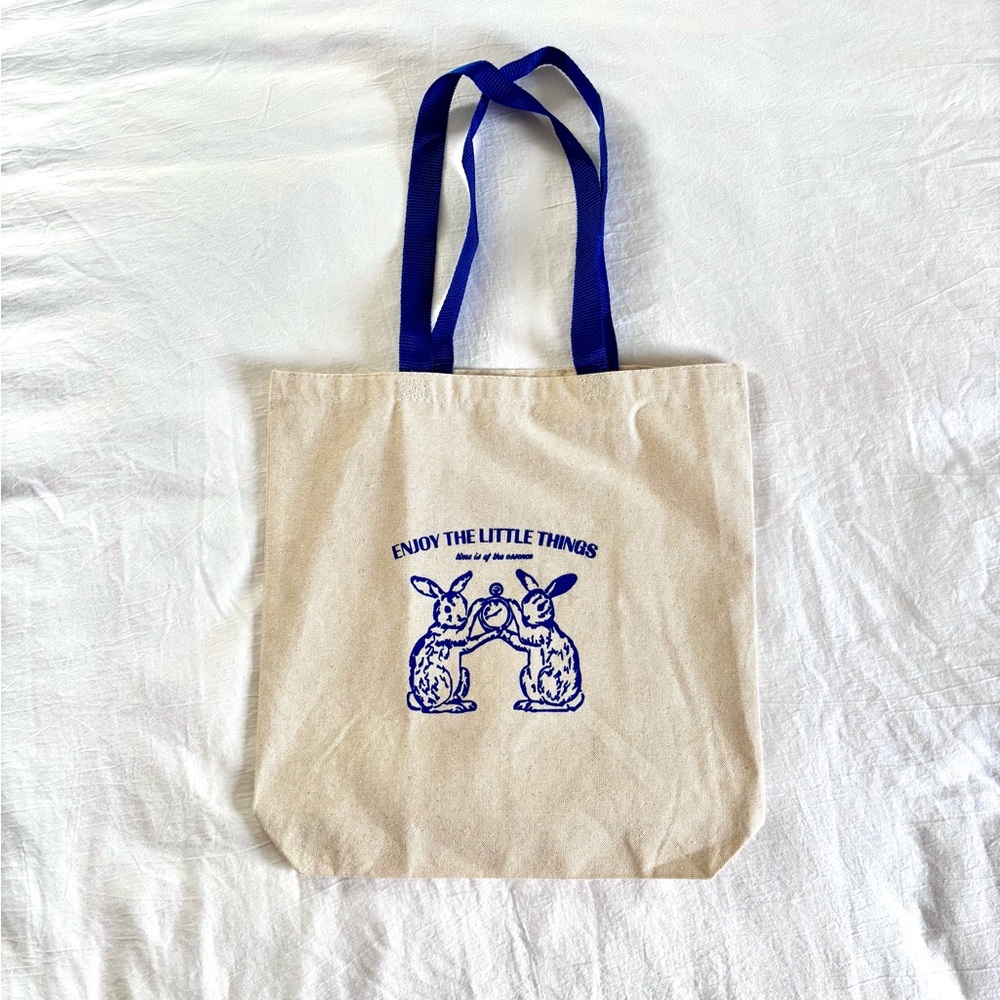 Canvas Tote Bag with Blue Handles